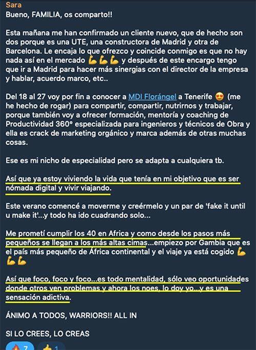 Testimonio real Opiniones curso Game Change alumna Sara